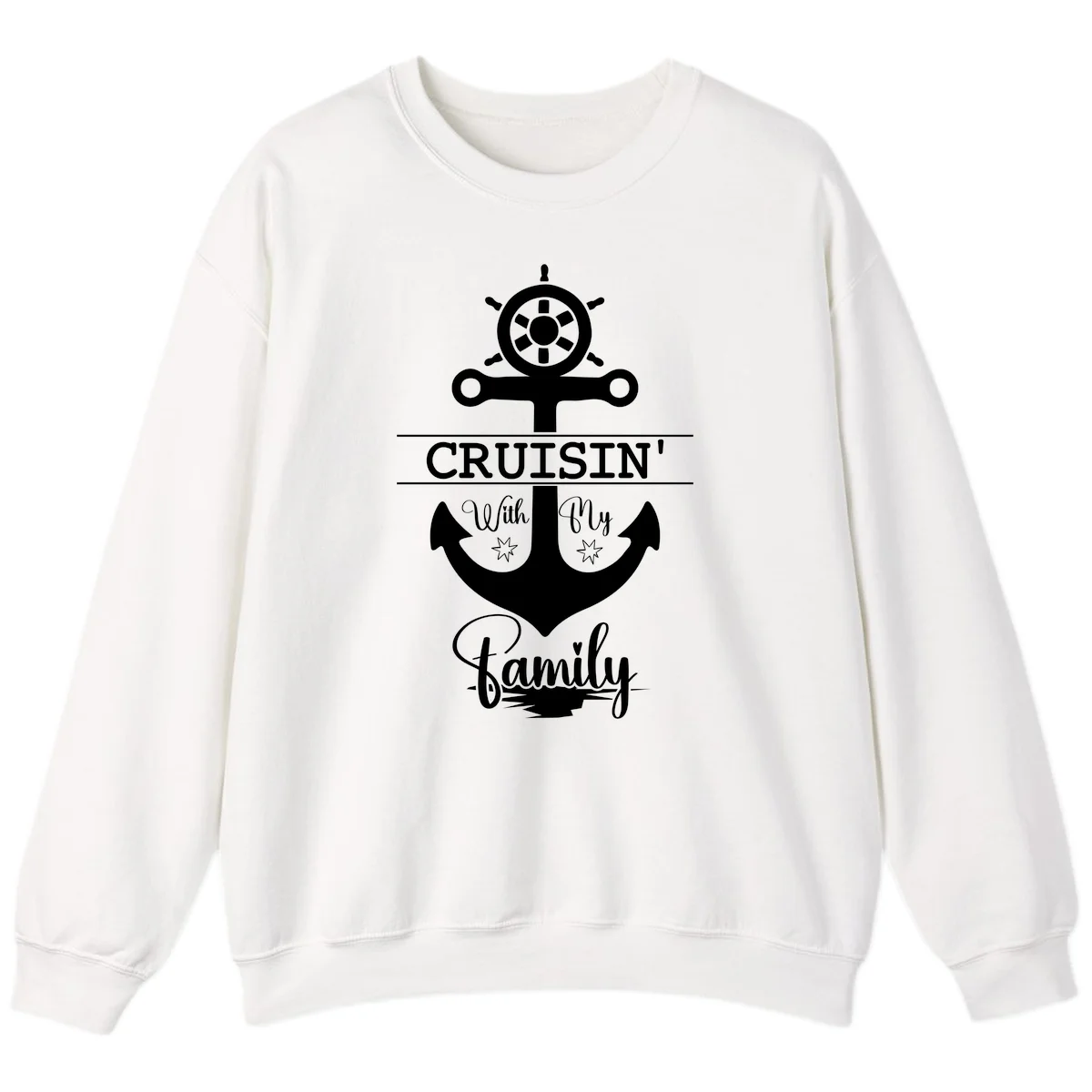 Cruisin' With My Family Anchor Sweatshirt in White
