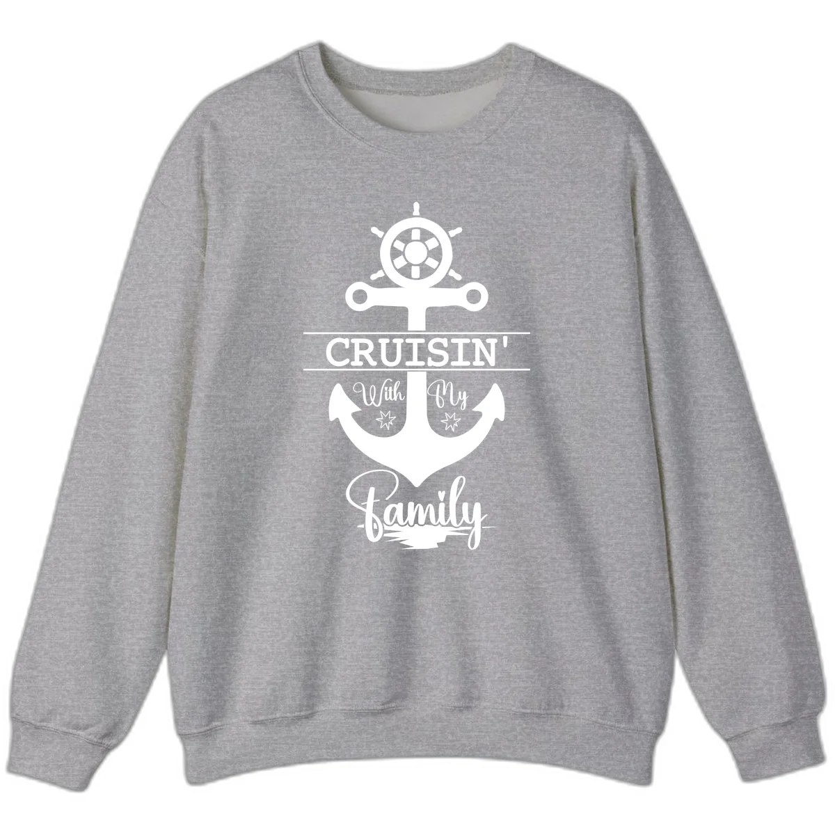 Cruisin' With My Family Anchor Sweatshirt in Sport Grey