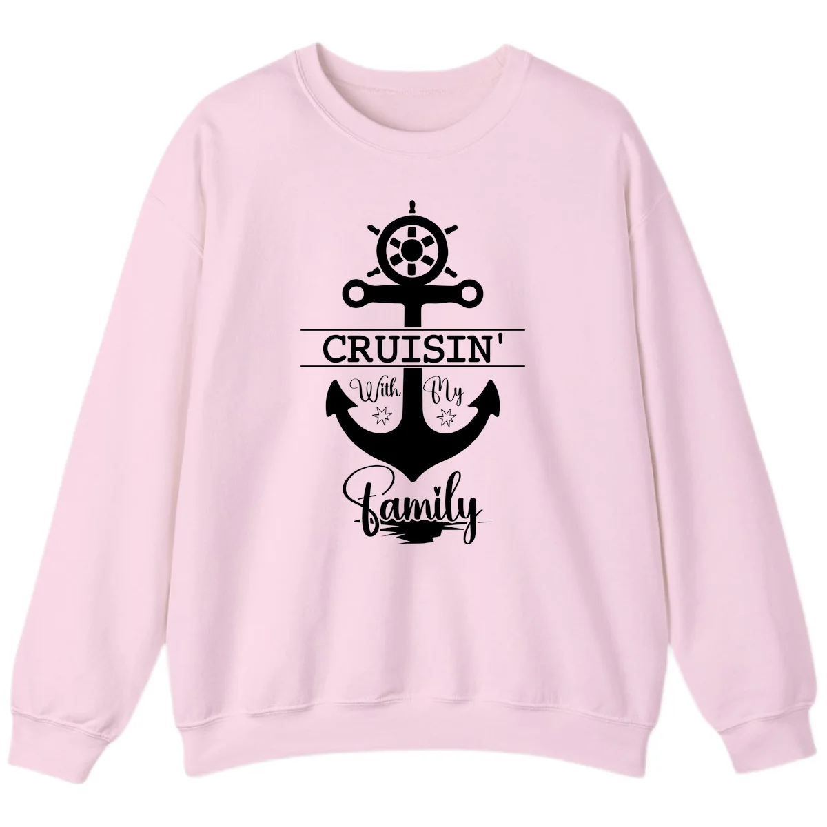 Cruisin' With My Family Anchor Sweatshirt in Light Pink