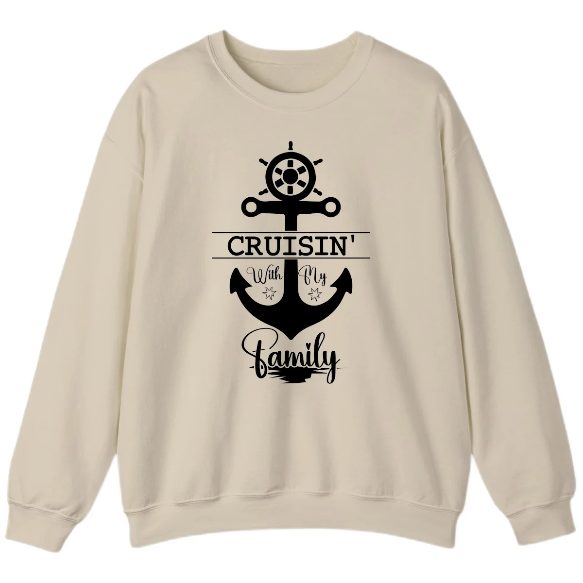 Cruisin' With My Family Anchor Sweatshirt in Sand