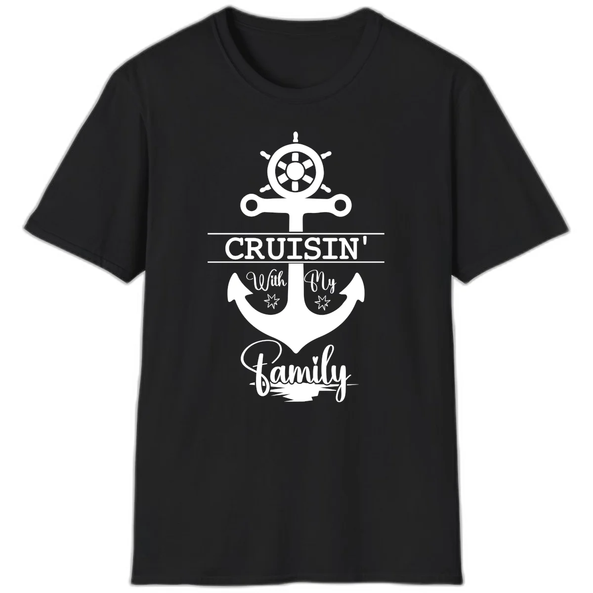 Cruisin' With My Family Anchor T-Shirt in Black