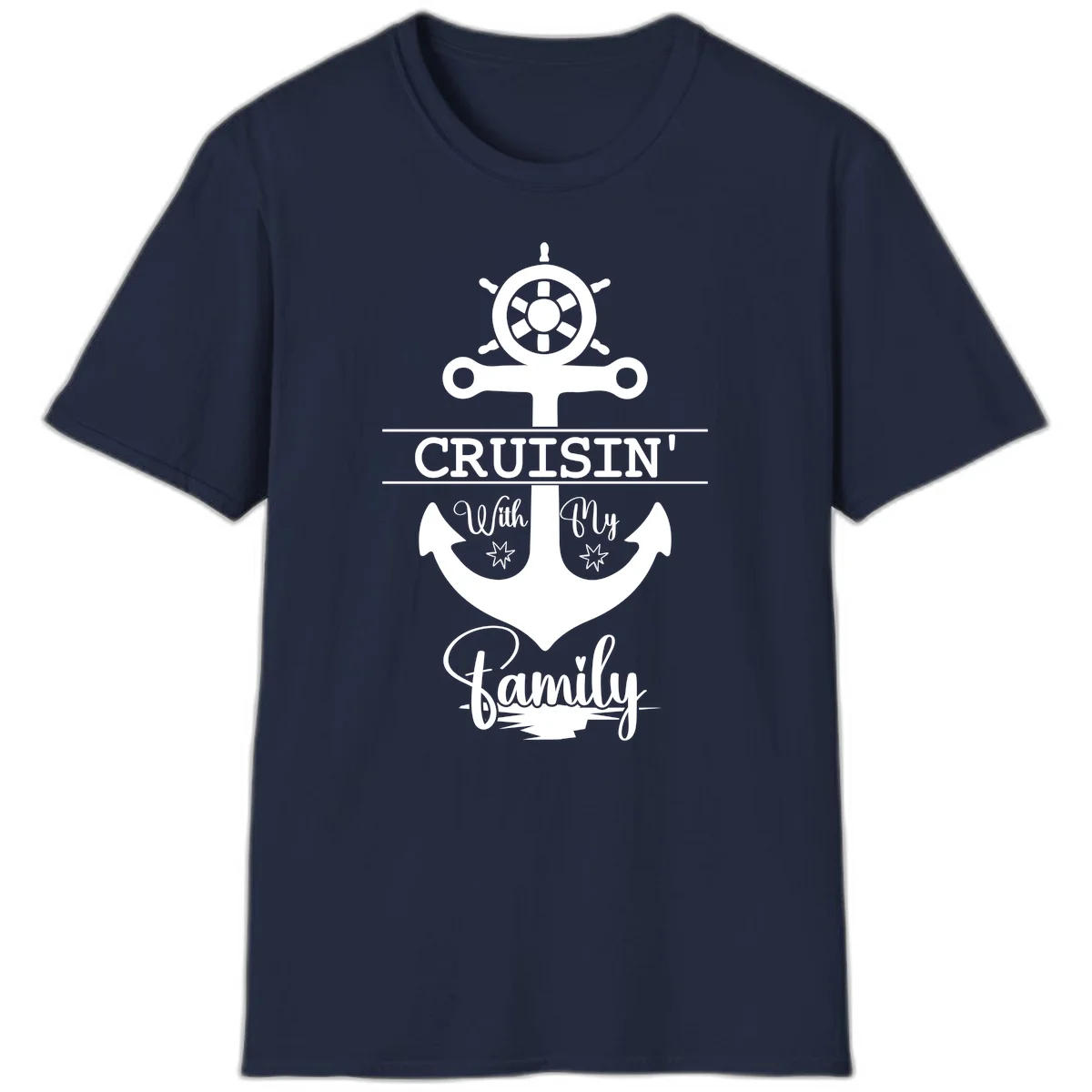 Cruisin' With My Family Anchor T-Shirt in Navy