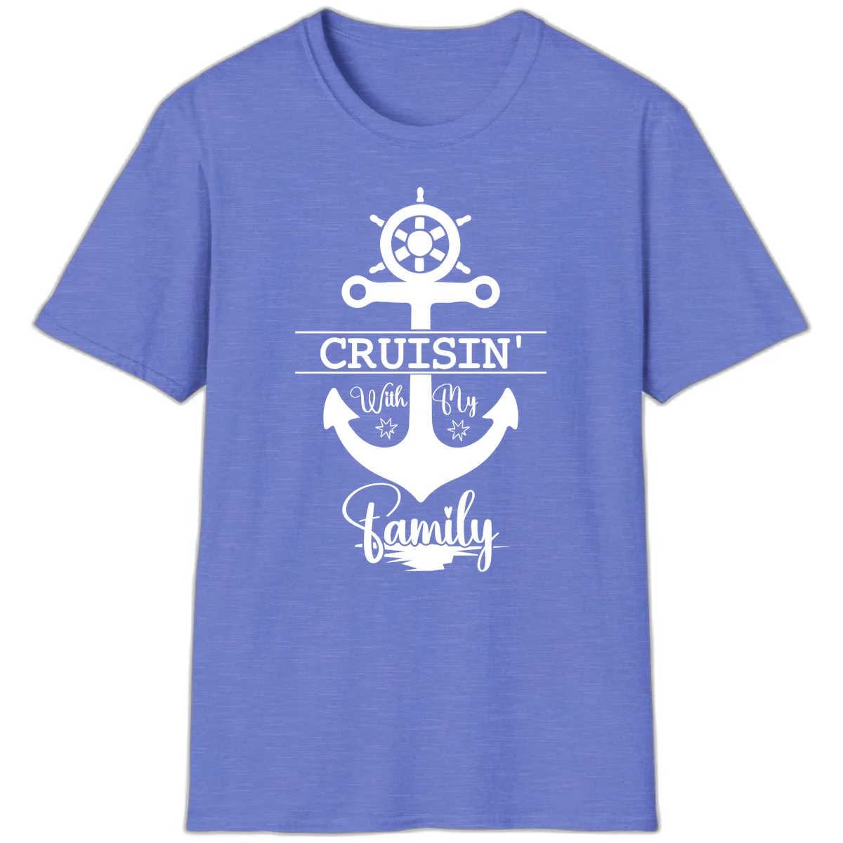 Cruisin' With My Family Anchor T-Shirt in Heather Royal