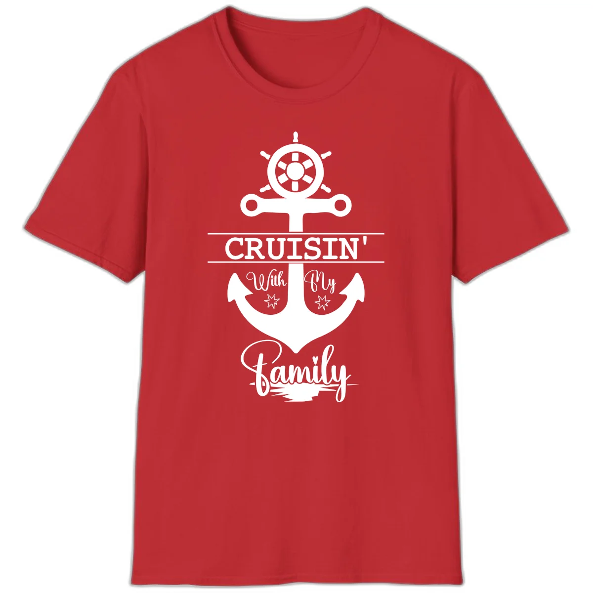 Cruisin' With My Family Anchor T-Shirt in Red