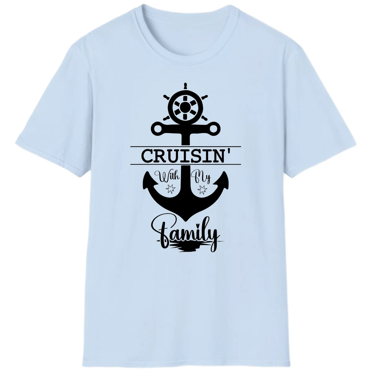 Cruisin' With My Family Anchor T-Shirt in Light Blue