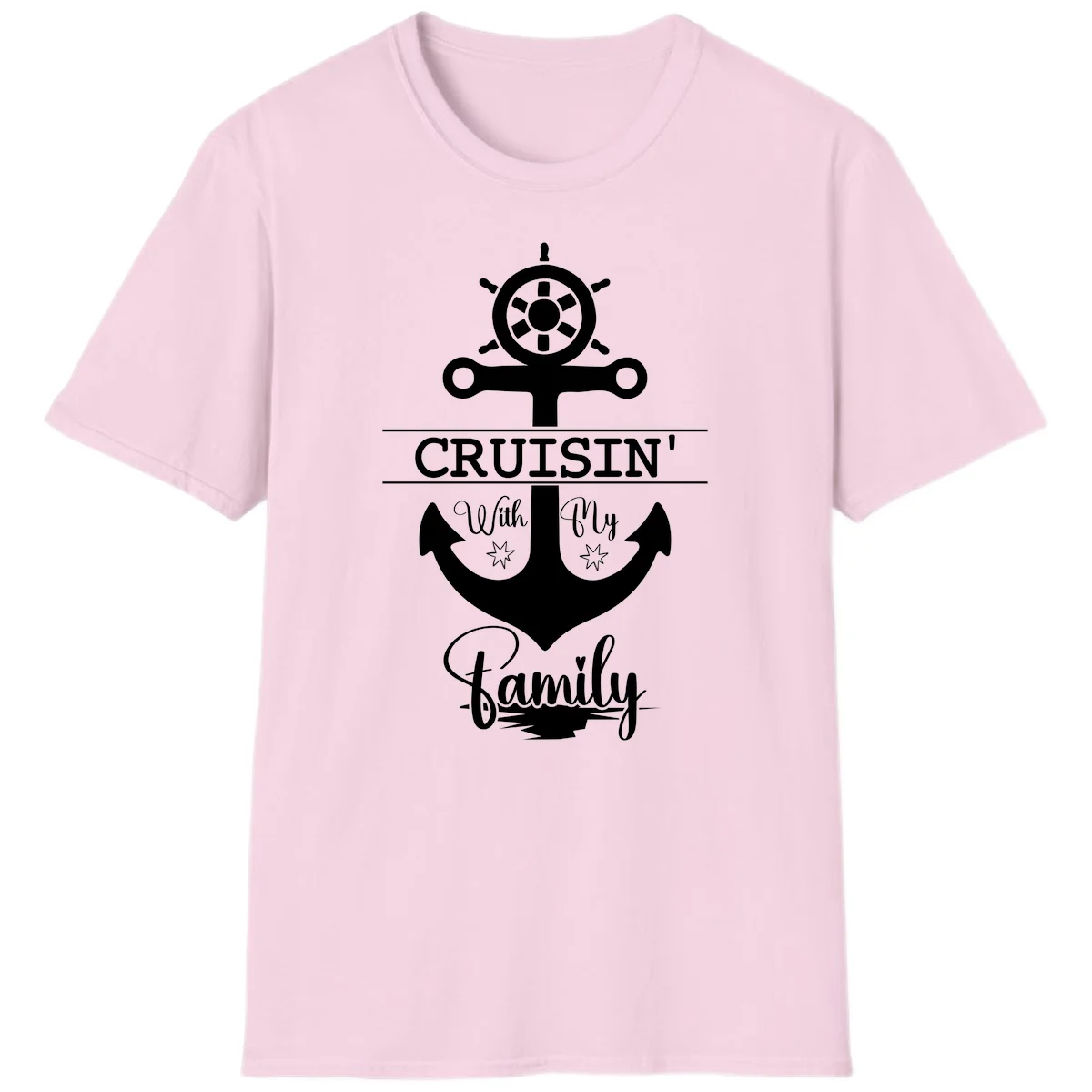 Cruisin' With My Family Anchor T-Shirt in Light Pink