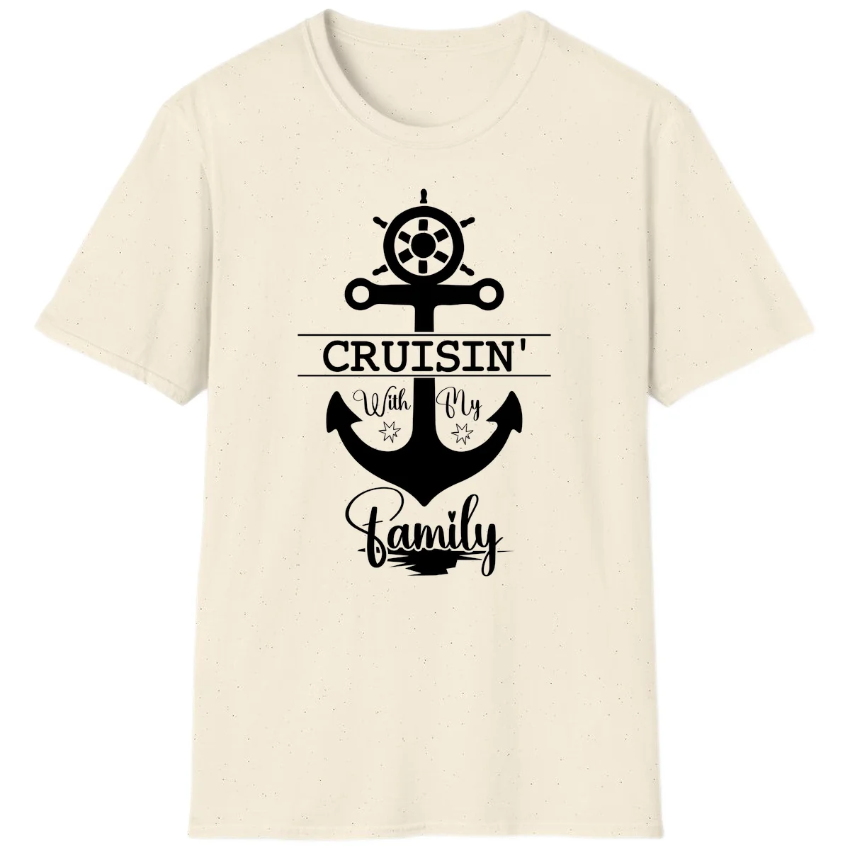 Cruisin' With My Family Anchor T-Shirt in Natural