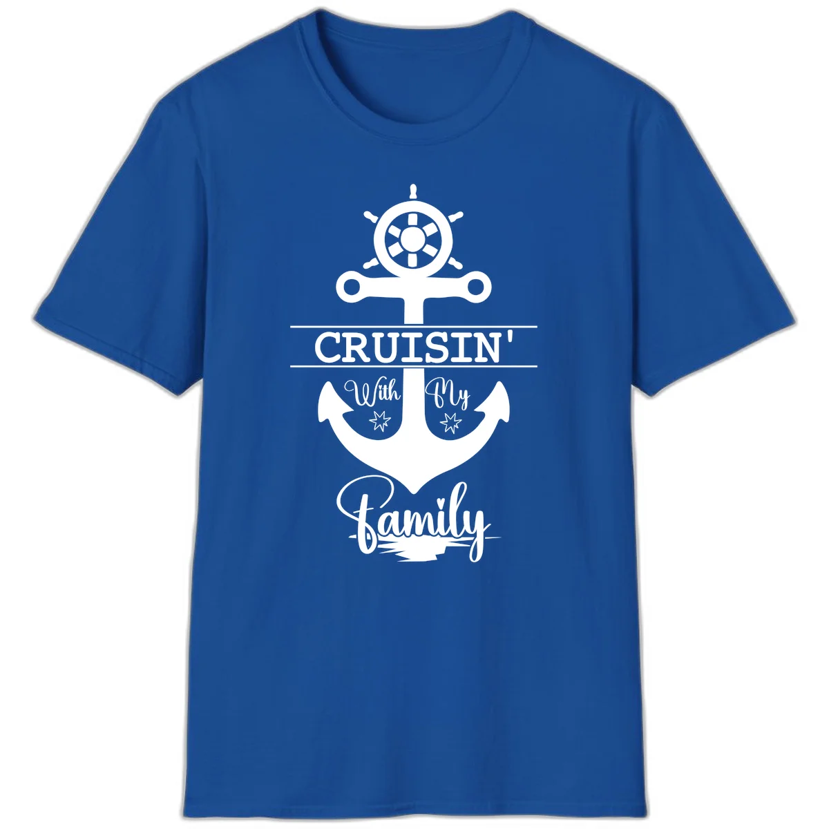 Cruisin' With My Family Anchor T-Shirt in Royal