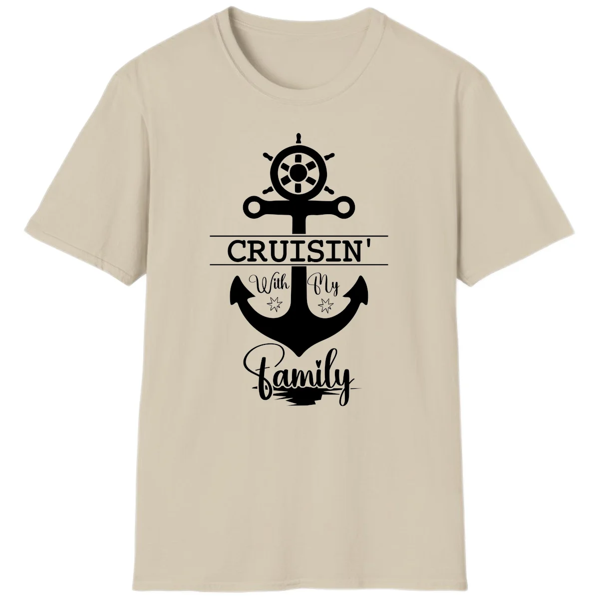 Cruisin' With My Family Anchor T-Shirt in Sand