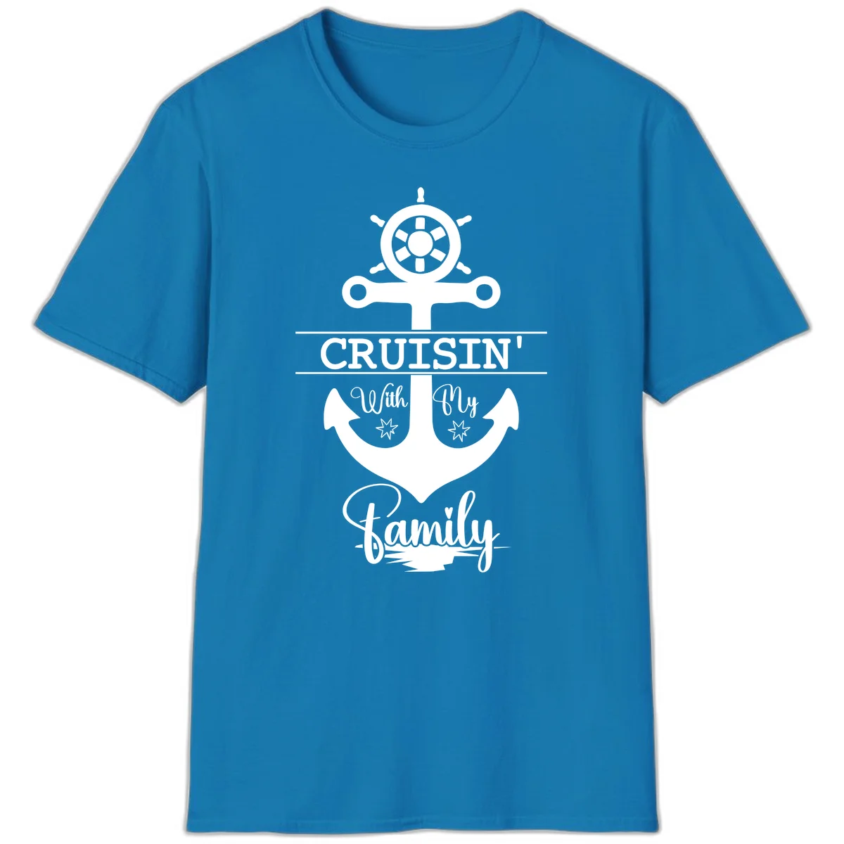 Cruisin' With My Family Anchor T-Shirt in Sapphire