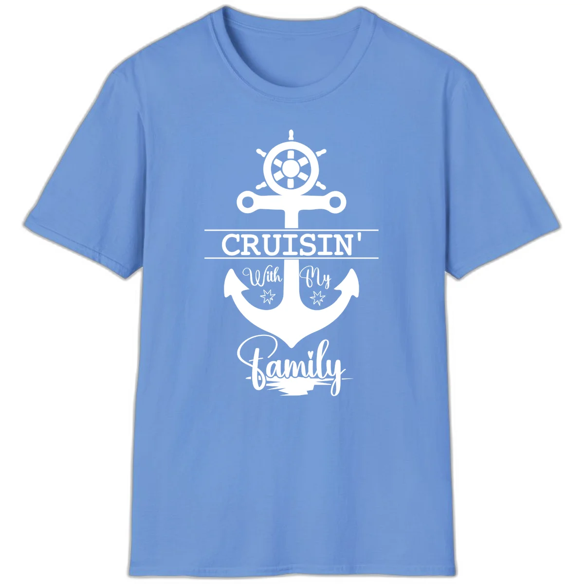 Cruisin' With My Family Anchor T-Shirt in Carolina Blue