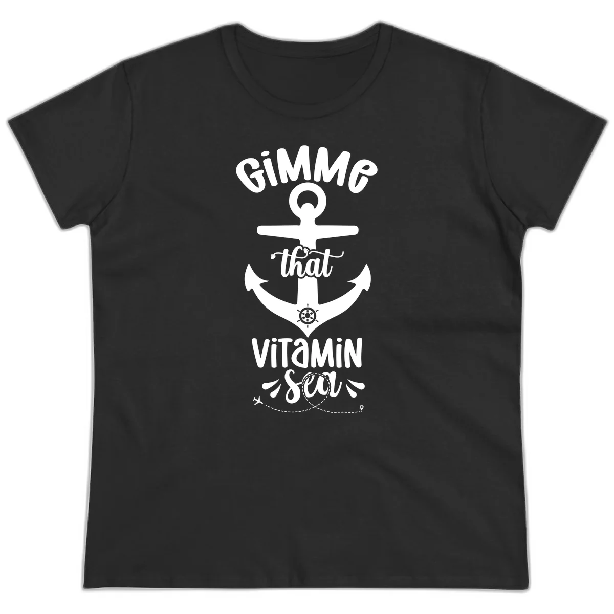 Gimme That Vitamin Sea Anchor Ladies Tee in Black