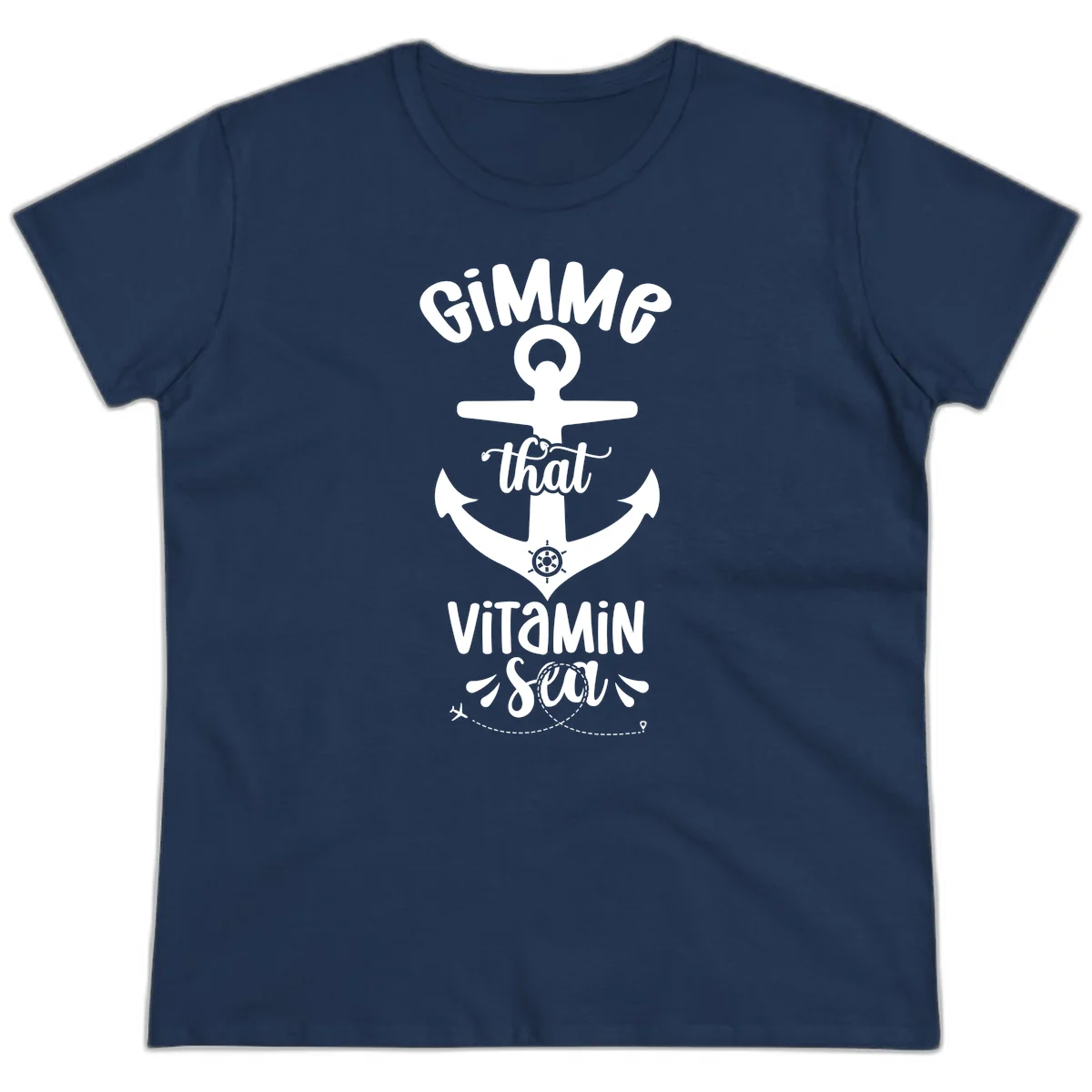 Gimme That Vitamin Sea Anchor Ladies Tee in Navy