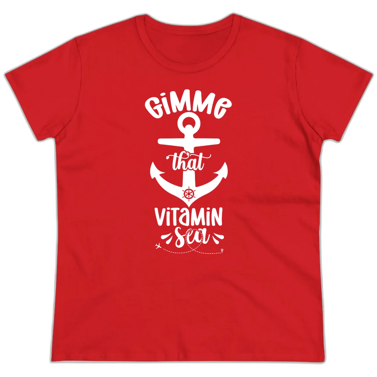 Gimme That Vitamin Sea Anchor Ladies Tee in Red