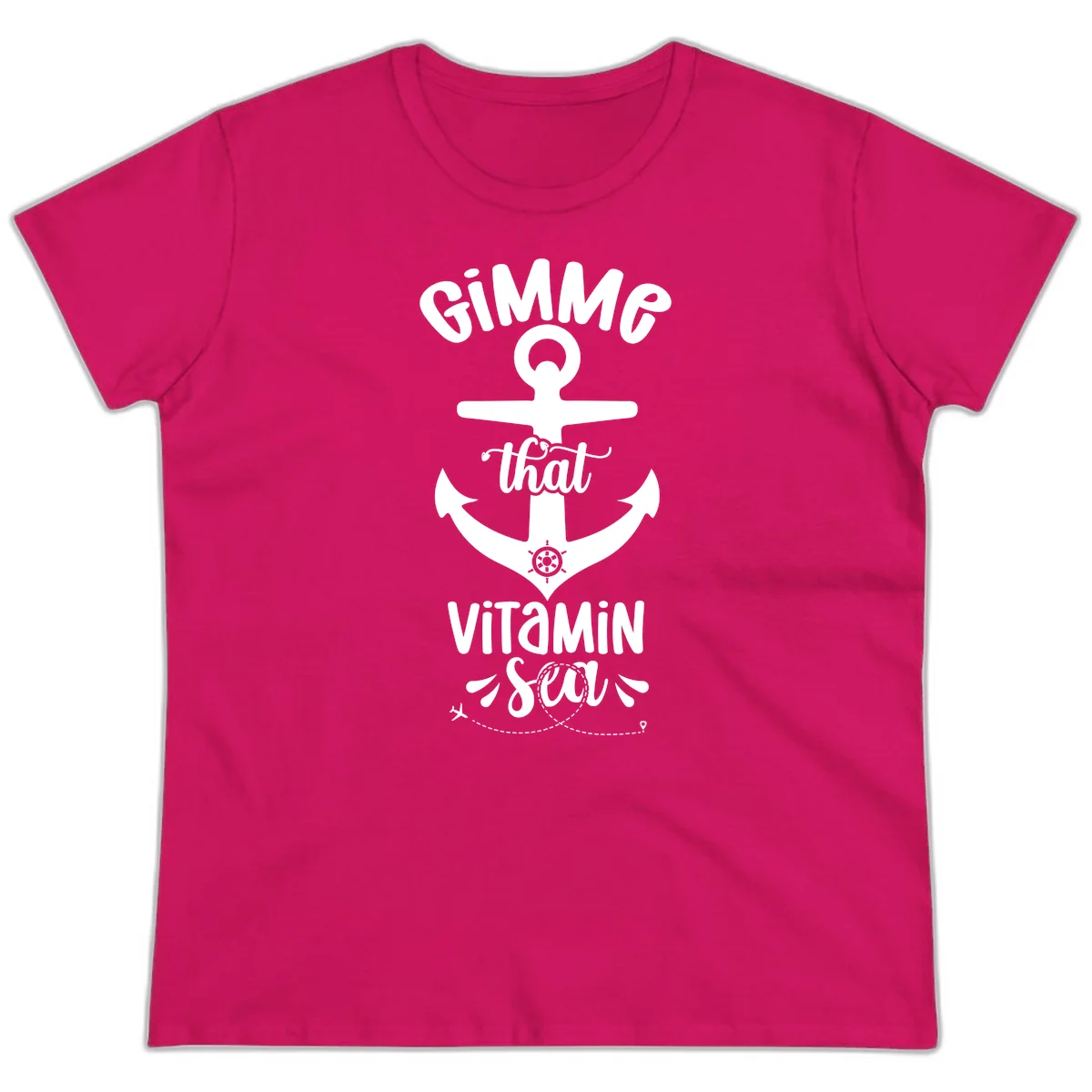 Gimme That Vitamin Sea Anchor Ladies Tee in Heliconia