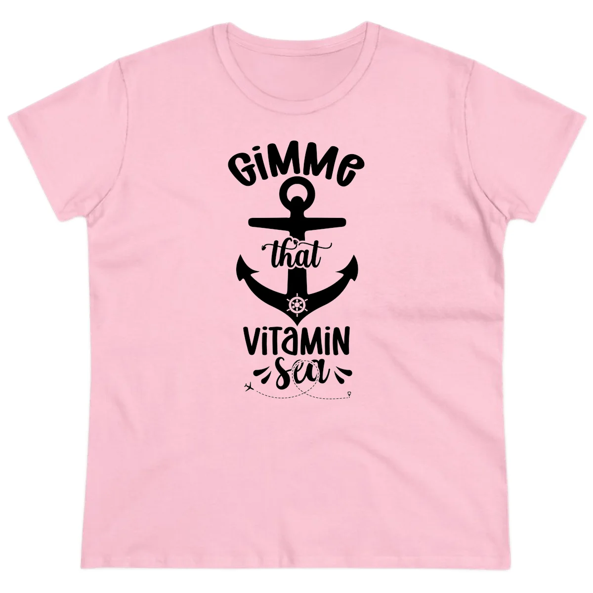 Gimme That Vitamin Sea Anchor Ladies Tee in Light Pink