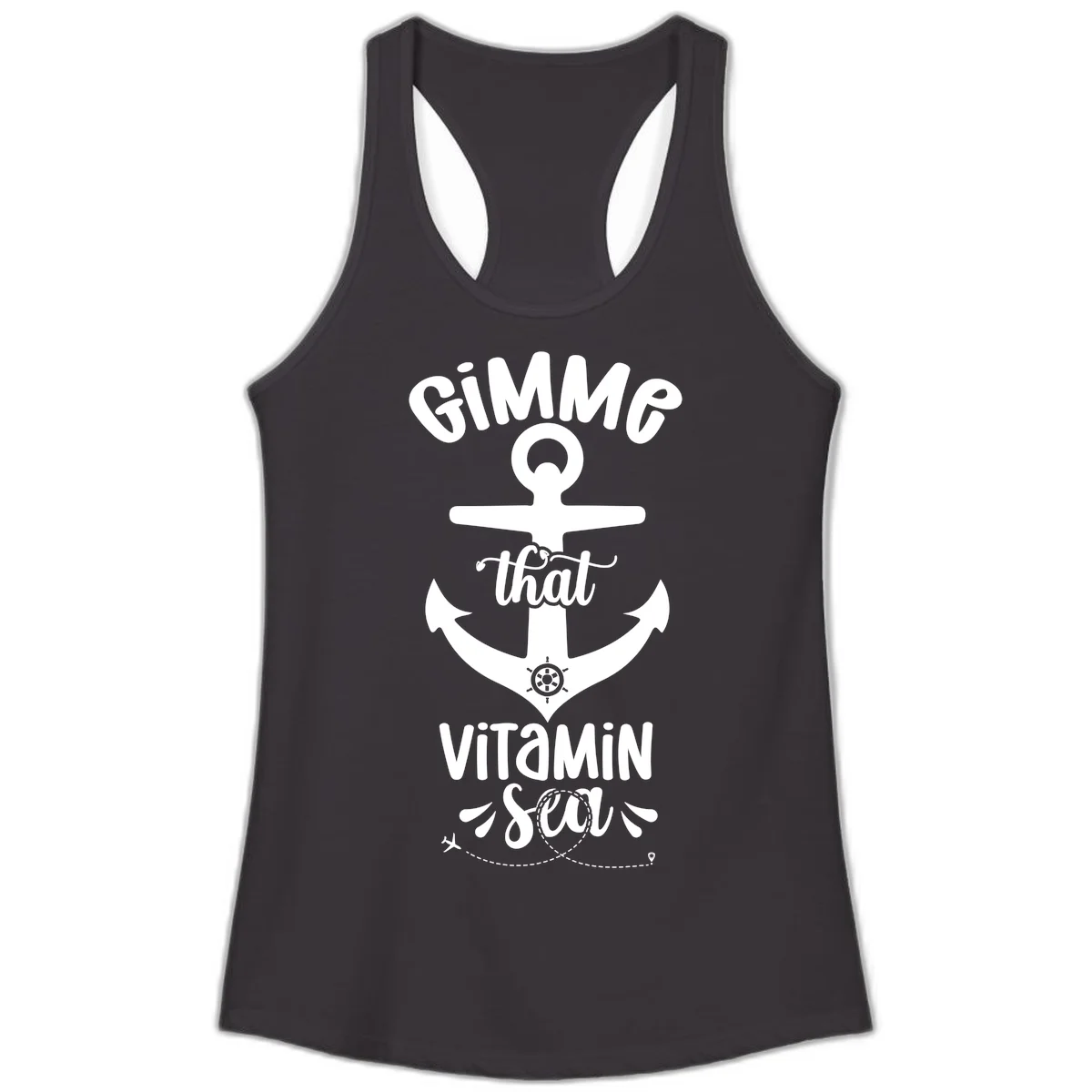 Gimme That Vitamin Sea Anchor Ladies Tank in Black