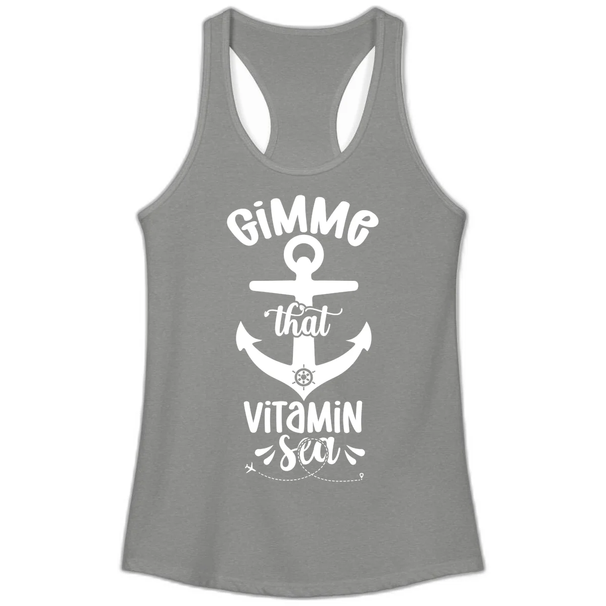 Gimme That Vitamin Sea Anchor Ladies Tank in Heather Grey