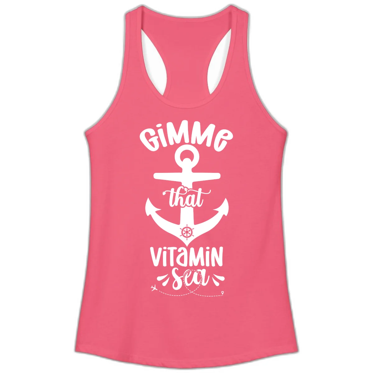Gimme That Vitamin Sea Anchor Ladies Tank in Hot Pink