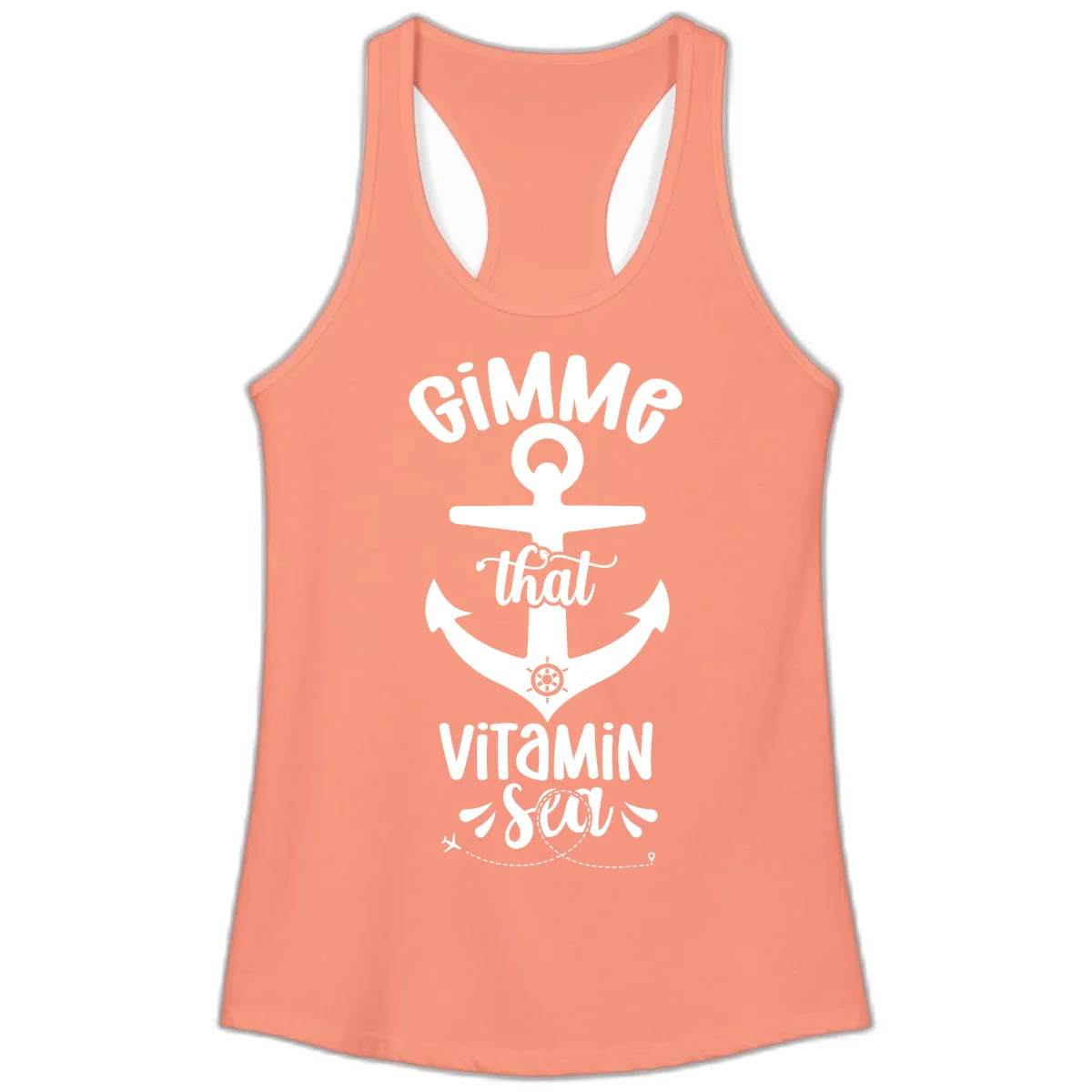 Gimme That Vitamin Sea Anchor Ladies Tank in Solid Light Orange