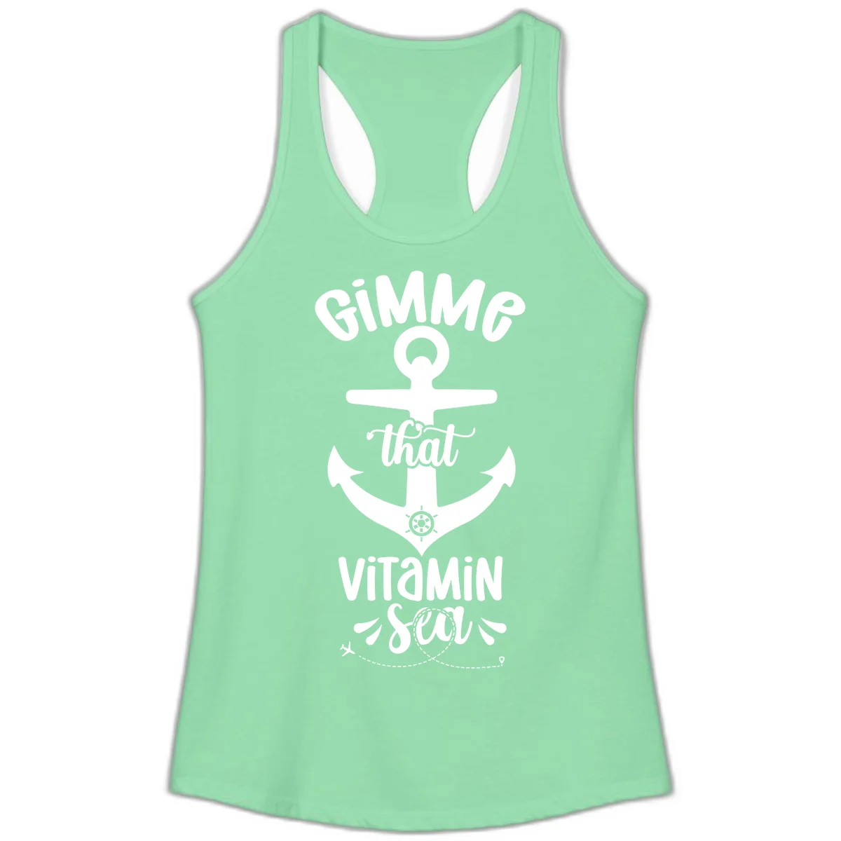 Gimme That Vitamin Sea Anchor Ladies Tank in Solid Mint