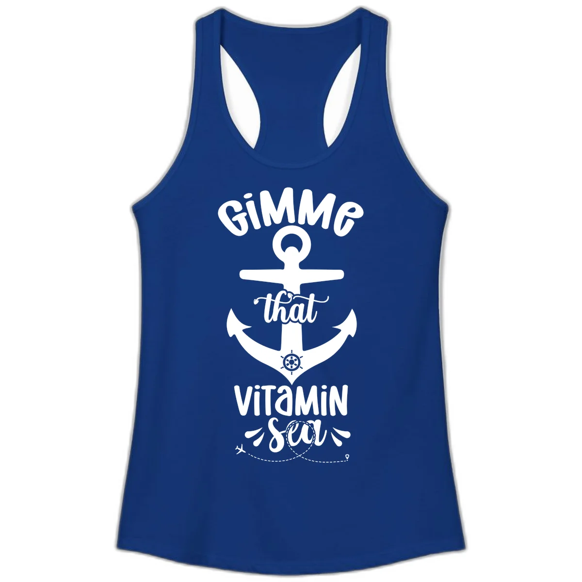Gimme That Vitamin Sea Anchor Ladies Tank in Solid Royal