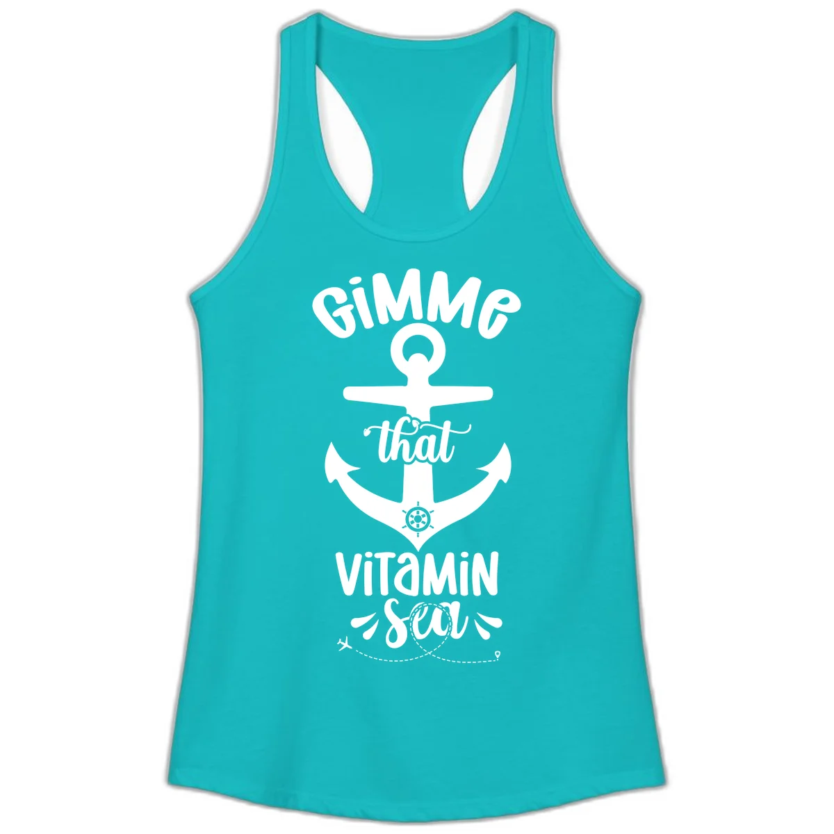 Gimme That Vitamin Sea Anchor Ladies Tank in Tahiti Blue
