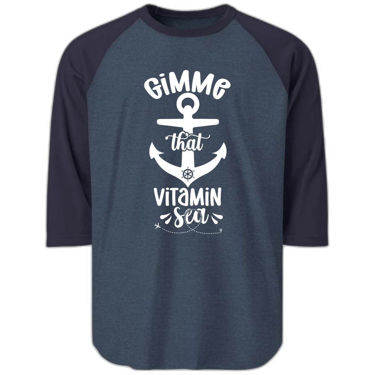 Gimme That Vitamin Sea Anchor Raglan 3/4 in Heather Denim Navy