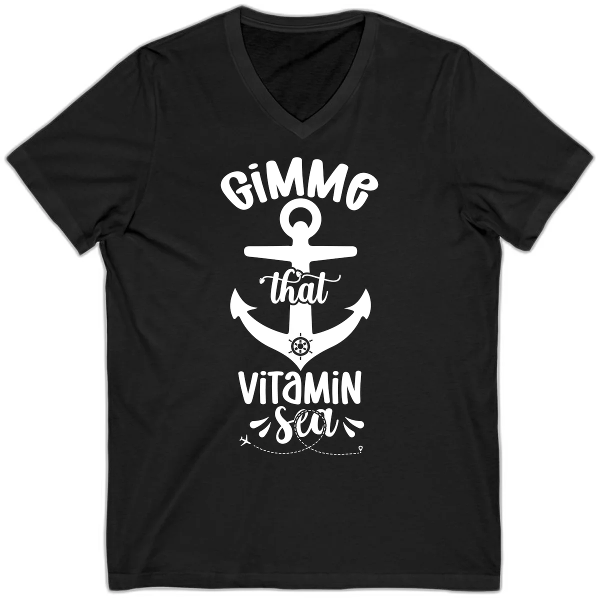 Gimme That Vitamin Sea Anchor V-Neck in Black
