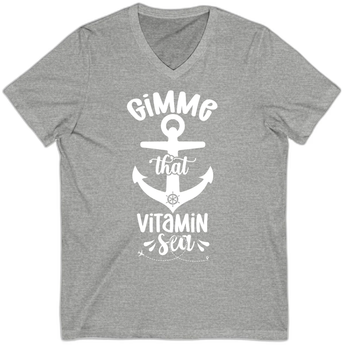 Gimme That Vitamin Sea Anchor V-Neck in Athletic Heather