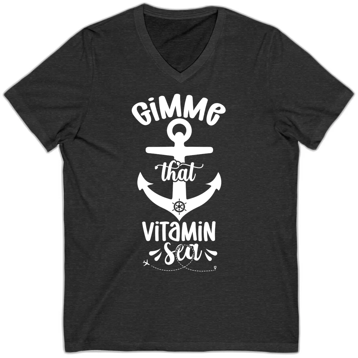 Gimme That Vitamin Sea Anchor V-Neck in Dark Grey Heather