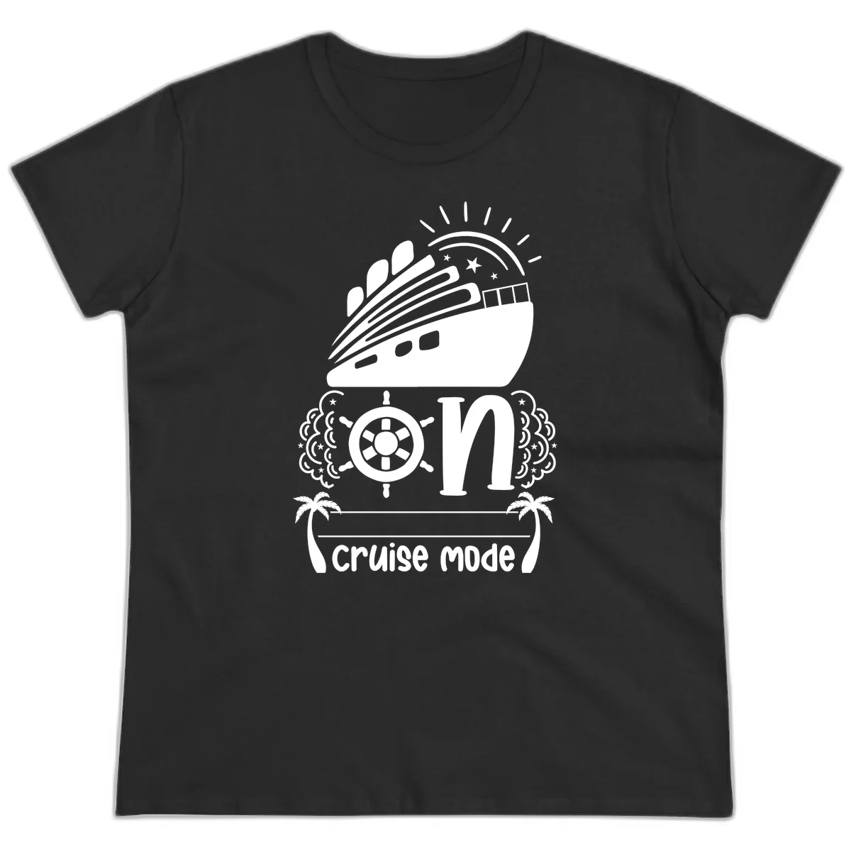 Cruise Mode On Ladies Tee in Black