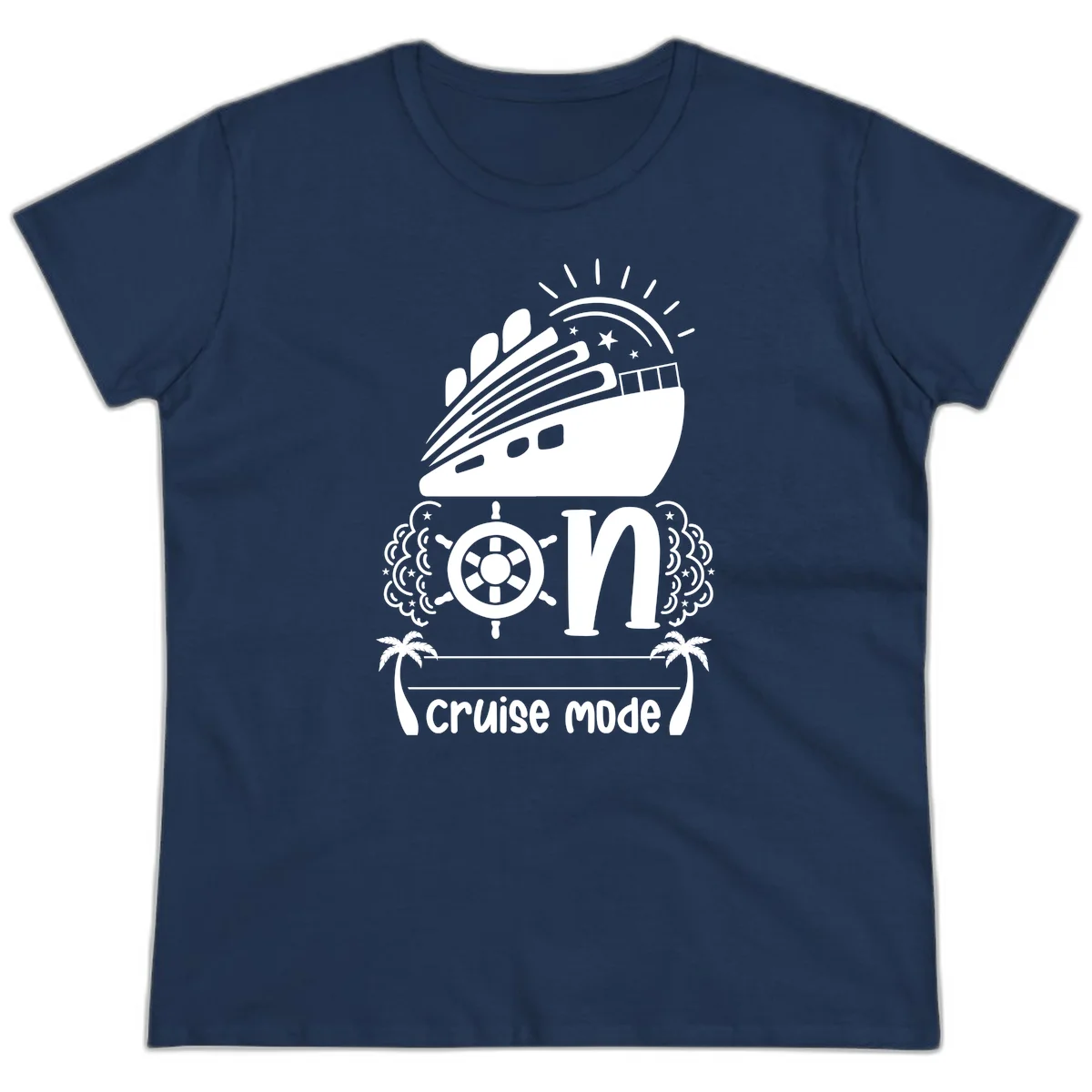 Cruise Mode On Ladies Tee in Navy