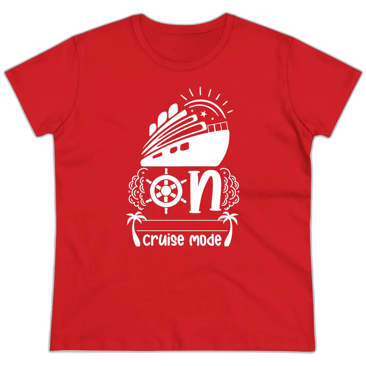 Cruise Mode On Ladies Tee in Red