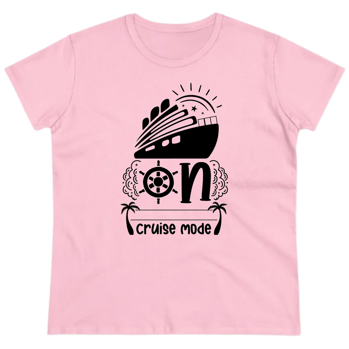 Cruise Mode On Ladies Tee in Light Pink
