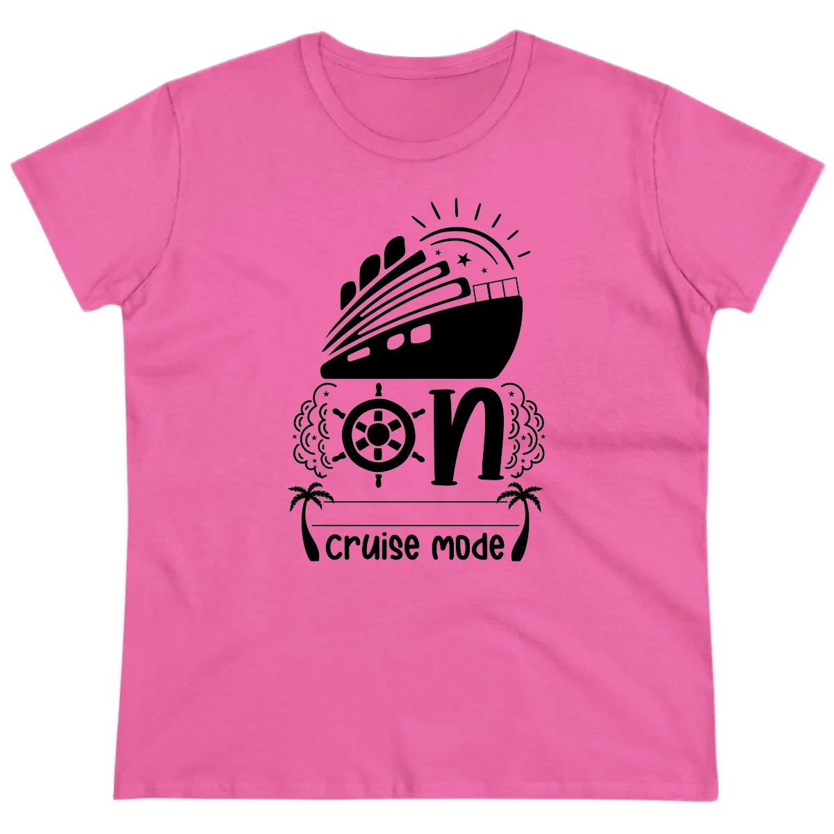 Cruise Mode On Ladies Tee in Azalea
