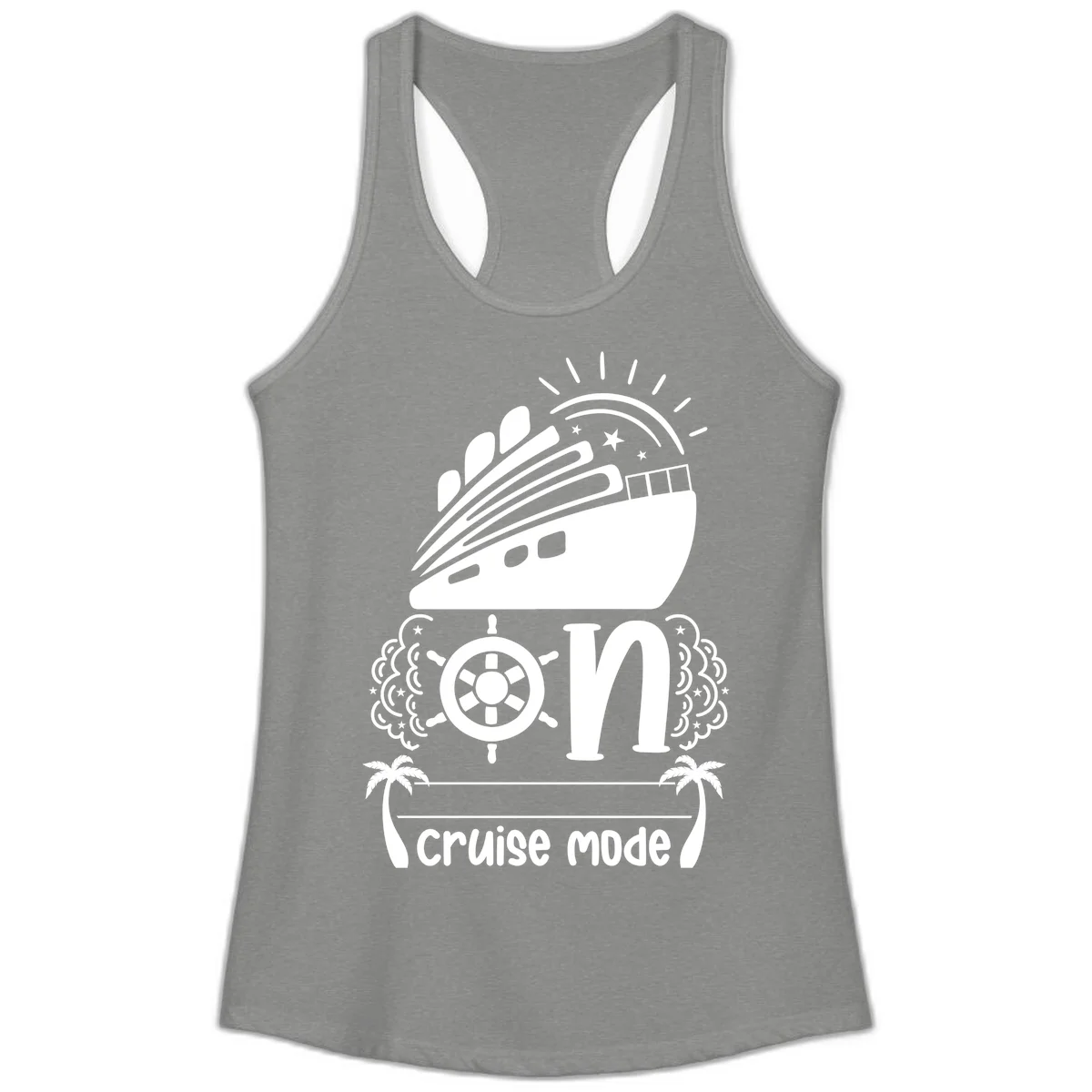 Cruise Mode On Ladies Tank in Heather Grey