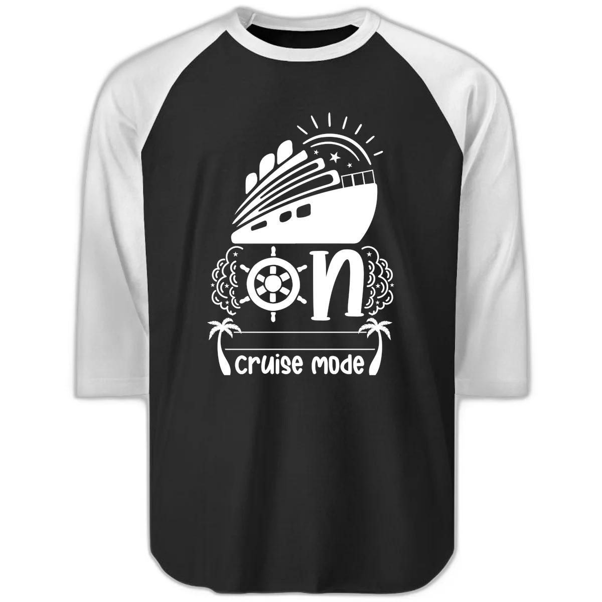 Cruise Mode On Raglan 3/4 in Black White