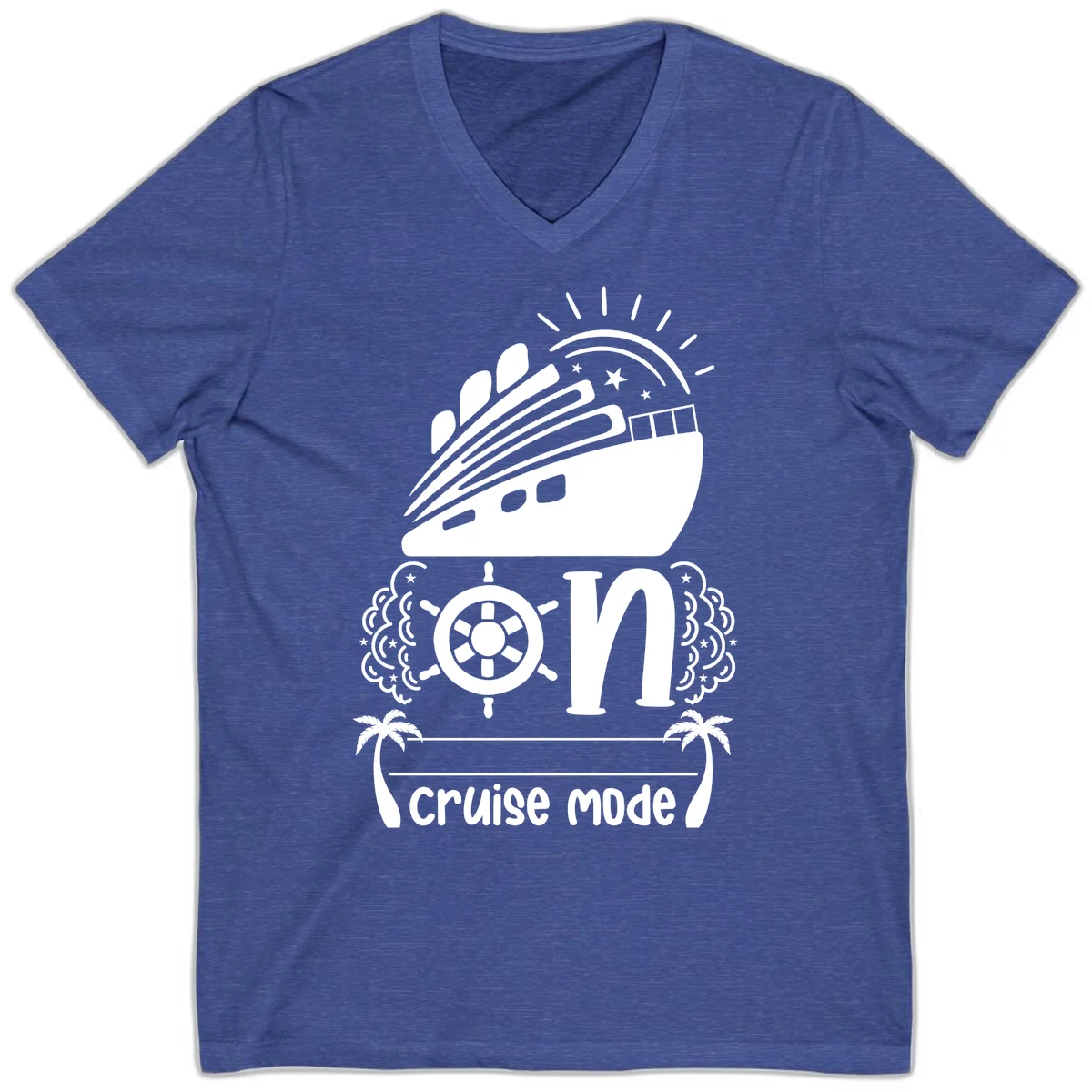 Cruise Mode On V-Neck in Heather True Royal