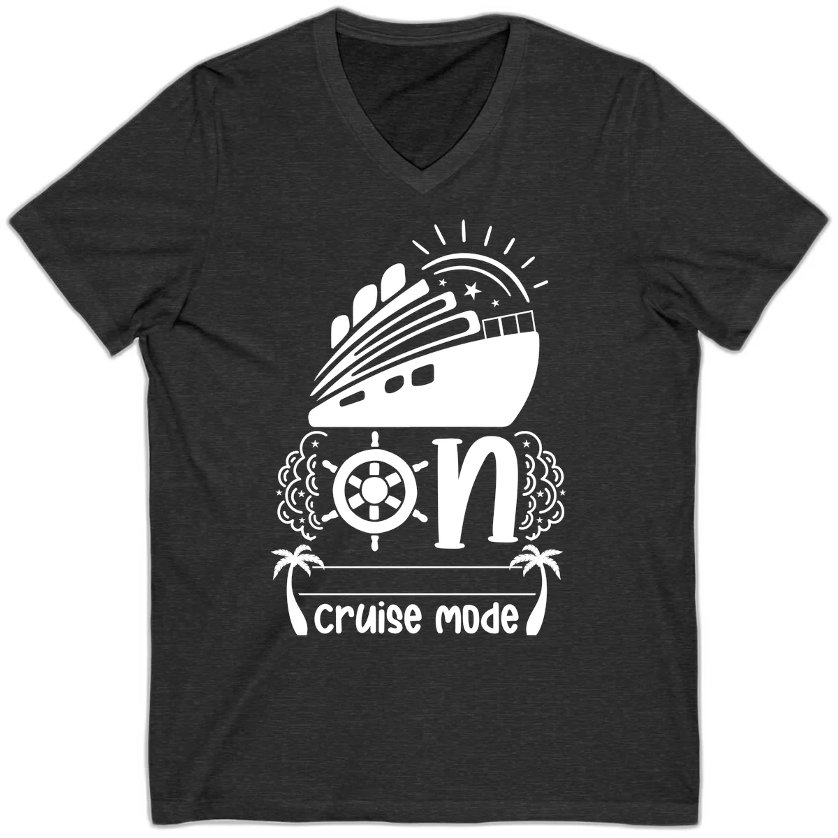 Cruise Mode On V-Neck in Dark Grey Heather