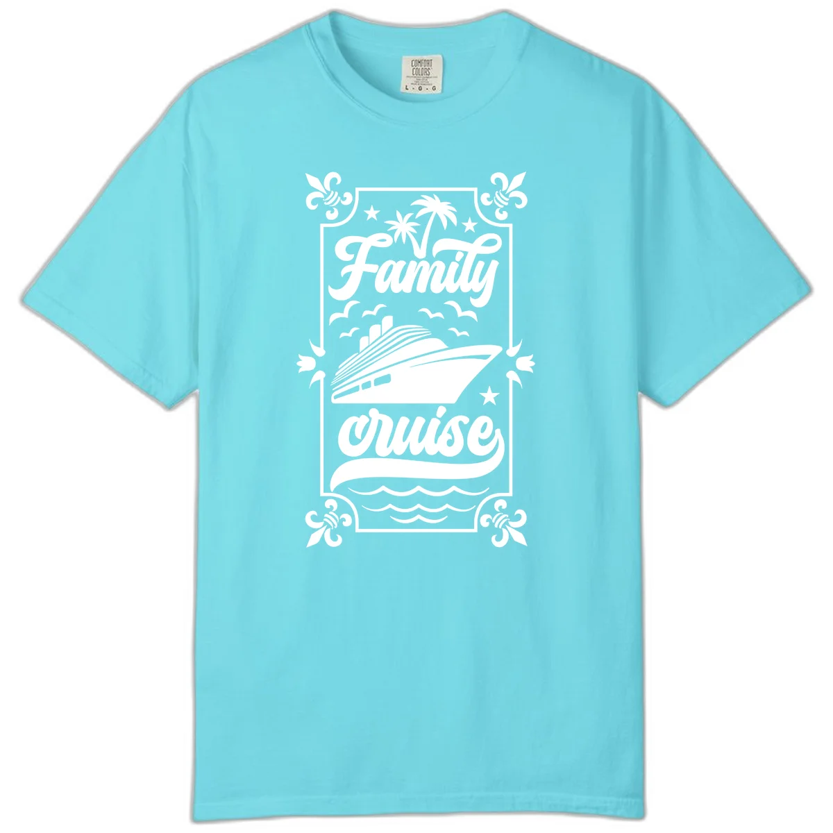Family Cruise Getaway Comfort Colors T-Shirt in Lagoon Blue