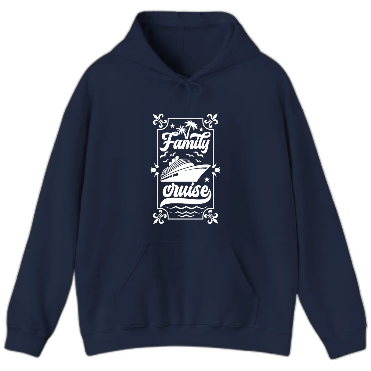 Family Cruise Getaway Vintage Hooded Sweatshirt in Navy