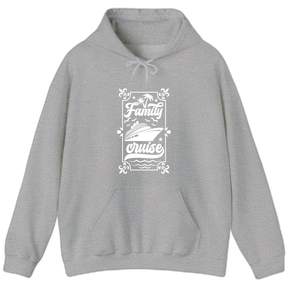 Family Cruise Getaway Vintage Hooded Sweatshirt in Sport Grey