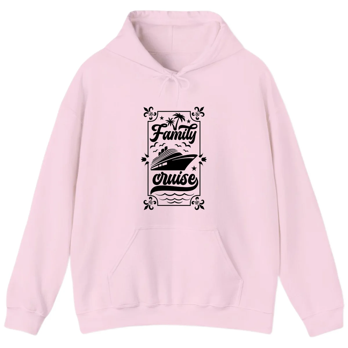 Family Cruise Getaway Vintage Hooded Sweatshirt in Light Pink