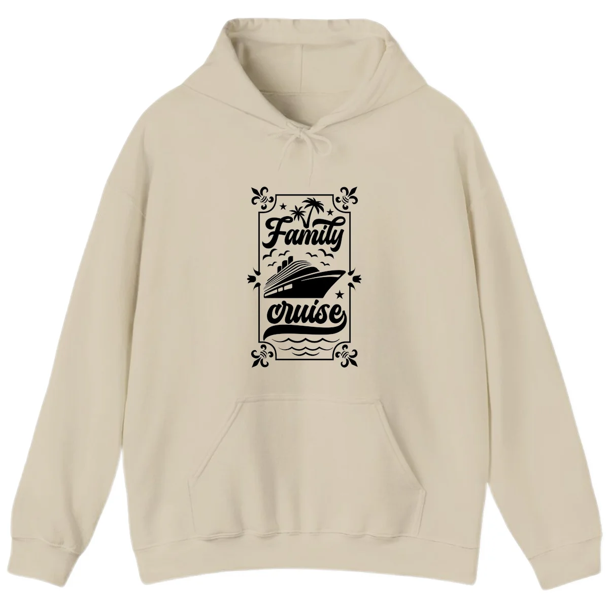 Family Cruise Getaway Vintage Hooded Sweatshirt in Sand