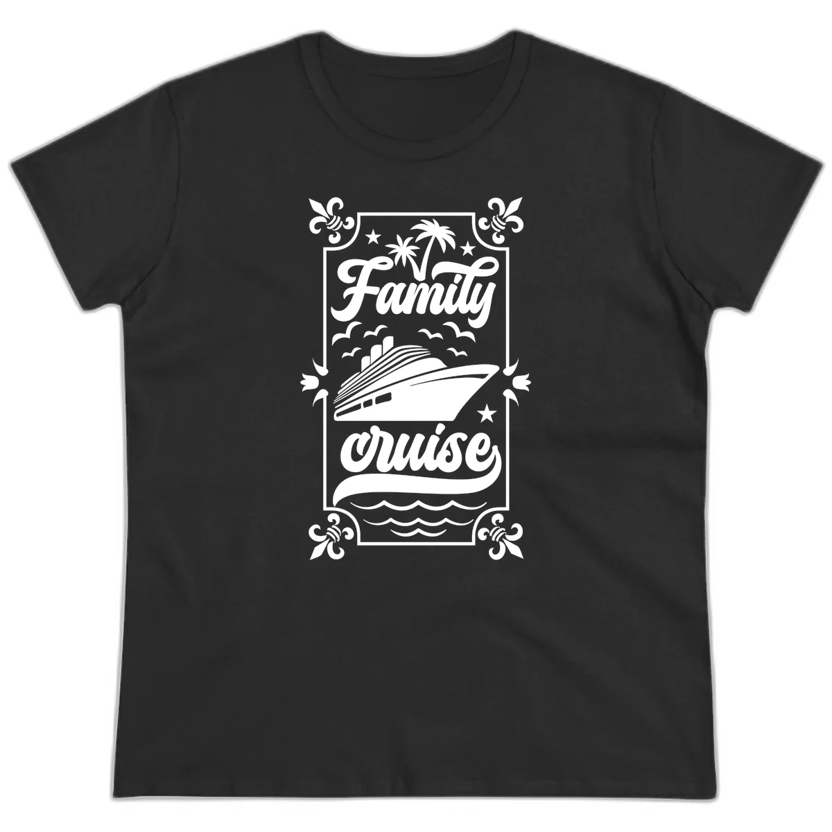 Family Cruise Getaway Ladies Fit T-Shirt in Black