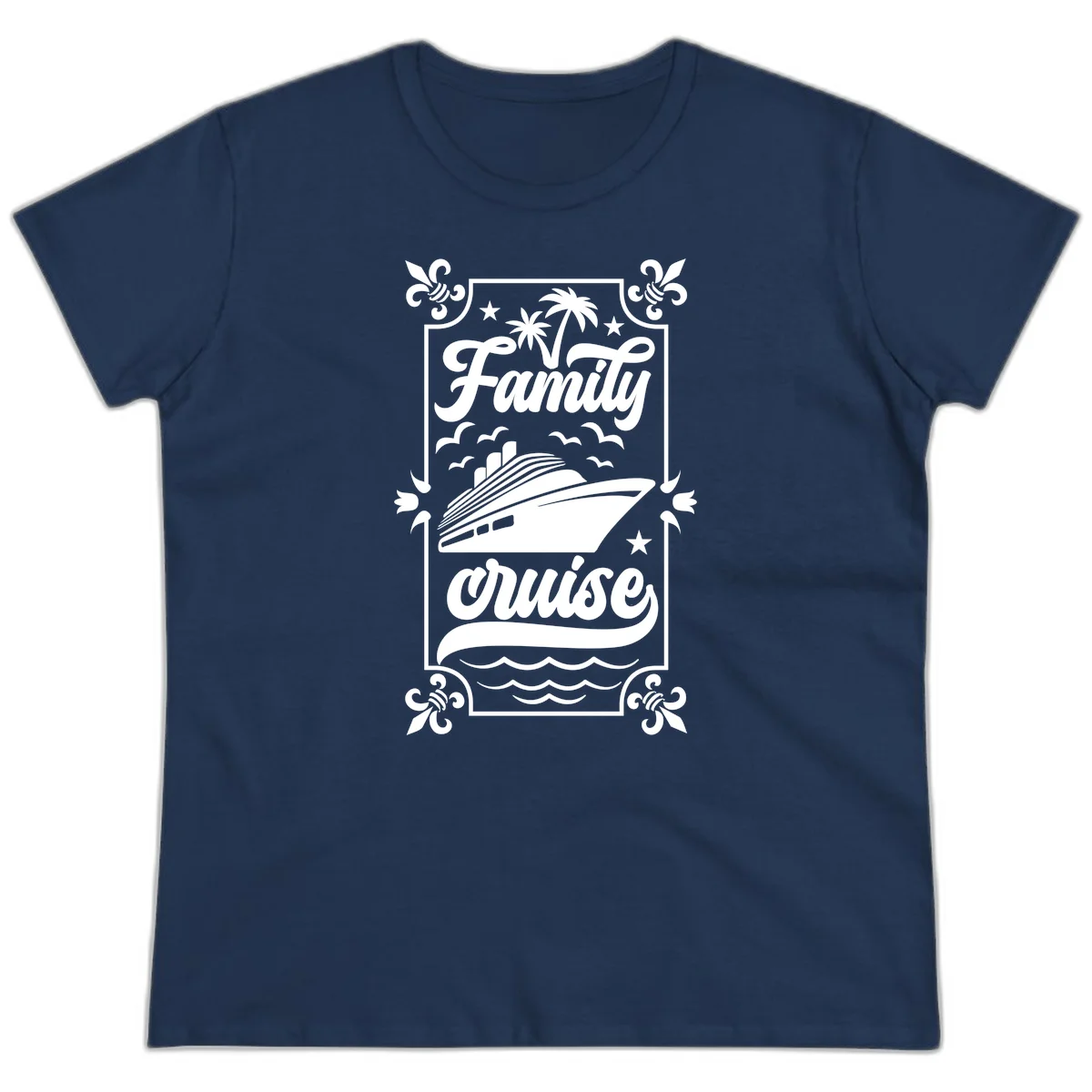 Family Cruise Getaway Ladies Fit T-Shirt in Navy