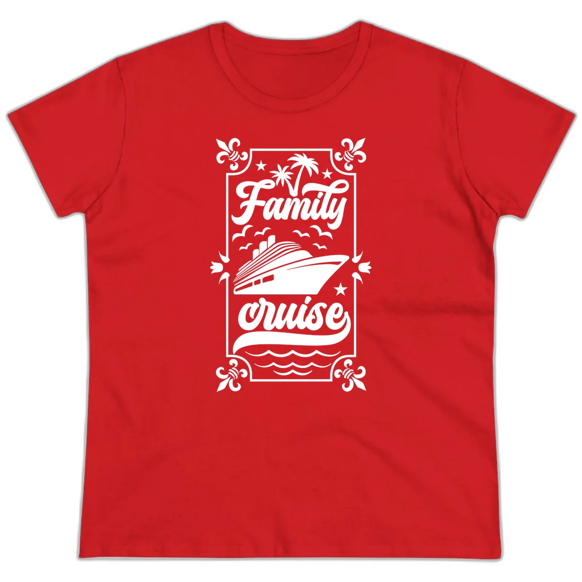 Family Cruise Getaway Ladies Fit T-Shirt in Red