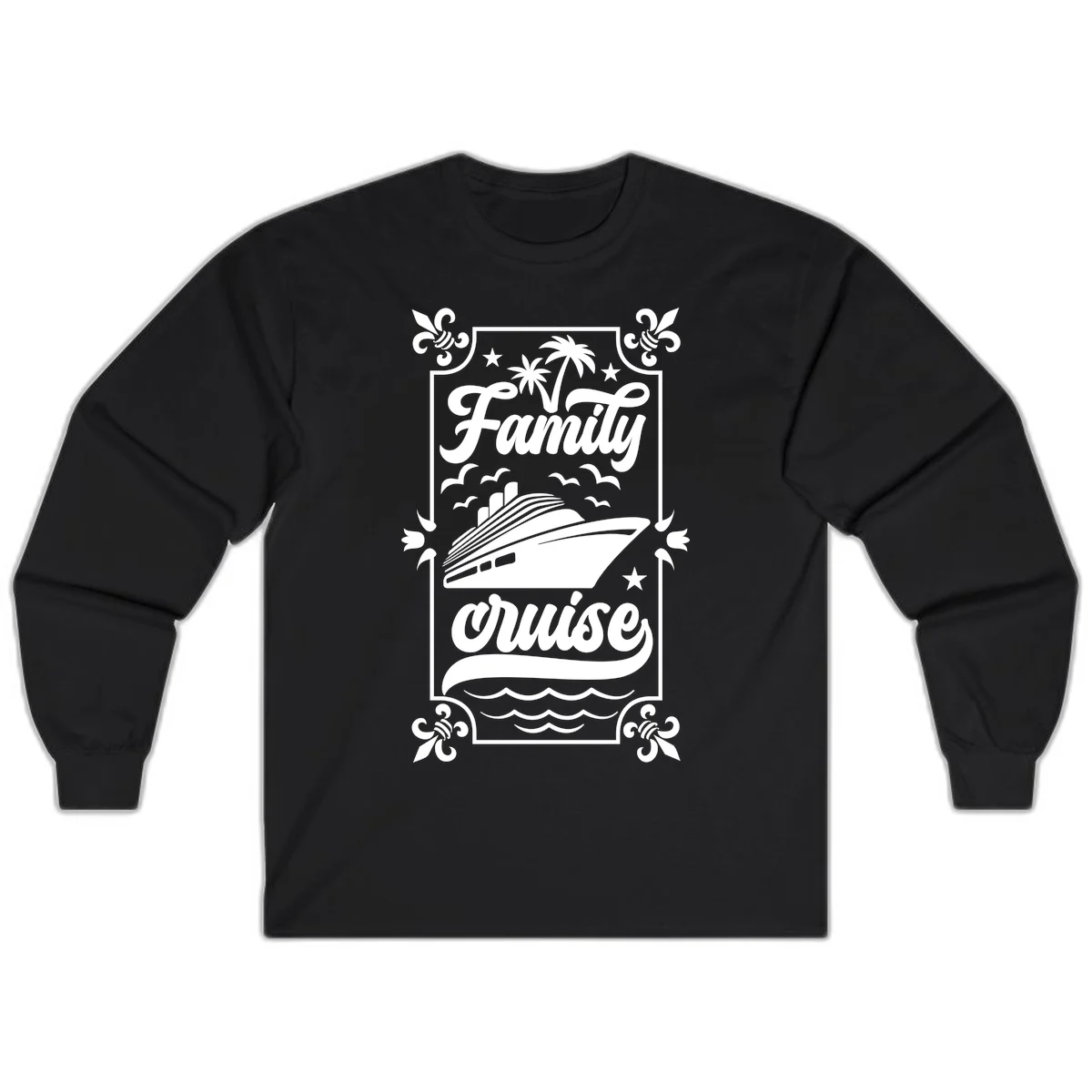 Family Cruise Getaway Long Sleeve Shirt in Black