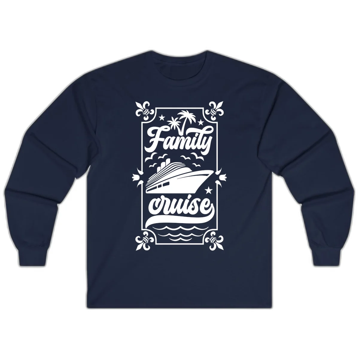 Family Cruise Getaway Long Sleeve Shirt in Navy
